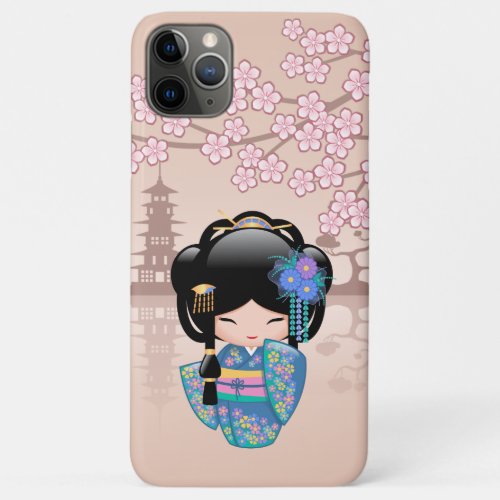 Keiko Kokeshi Doll _ Blue Kimono Geisha Girl iPhone 11 Pro Max Case