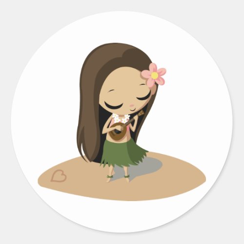 Keilana the Hula Girl Classic Round Sticker