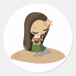 Keilana the Hula Girl Classic Round Sticker