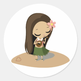 Keilana the Hula Girl Classic Round Sticker