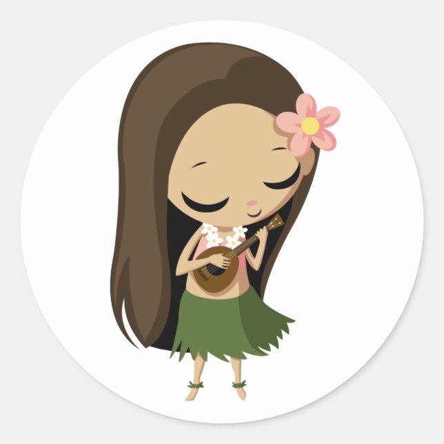 Keilana the Hula Girl Classic Round Sticker (Front)