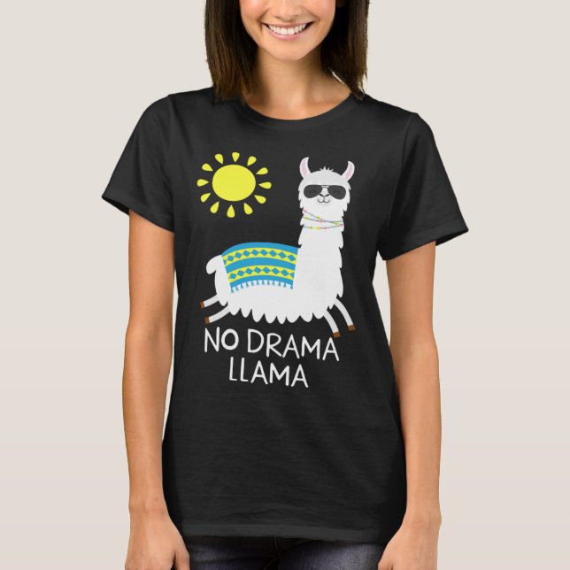 Kein Drama Lama Alpaca Happy Freedom Llama Sunglas T-Shirt (Front)