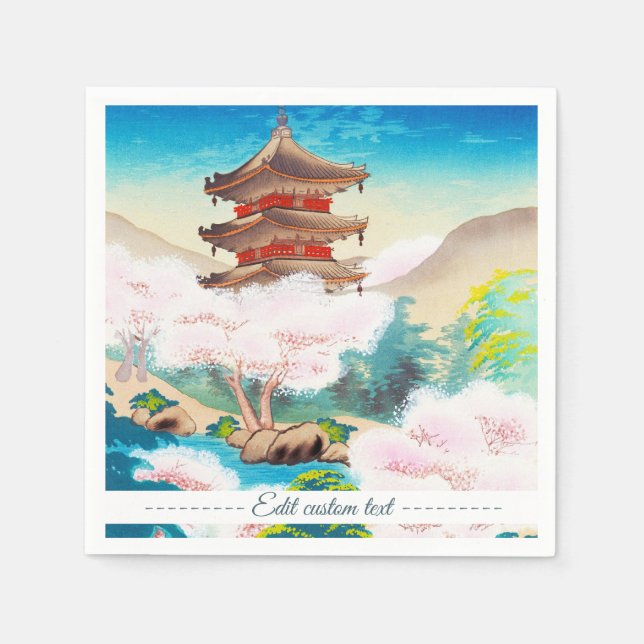 Keisui Pagoda in Spring japanese oriental scenery Napkins (Front)