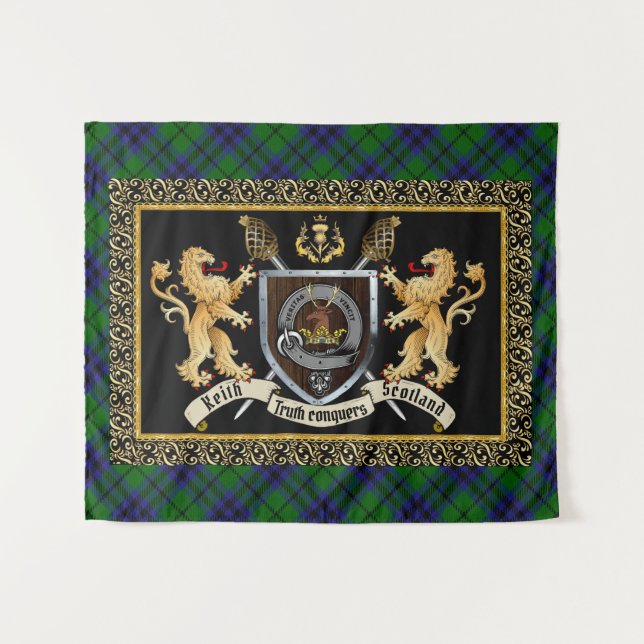 Keith Clan Badge & Motto w/Lions  Tapestry (Front (Horizontal))