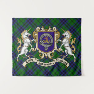 Keith Clan Badge & Unicorns w/Tartan Tapestry