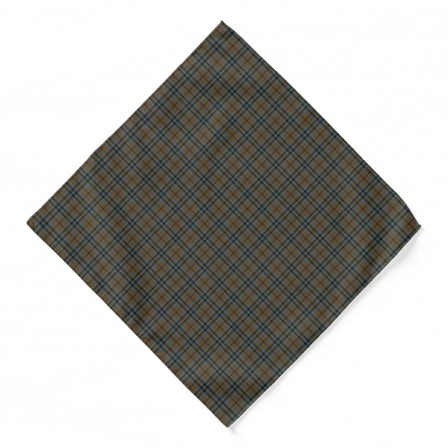 Keith Clan Brown, Blue and Gray Weathered Tartan Bandana (Front)
