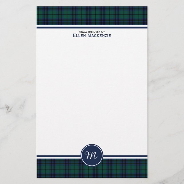 Keith Clan Modern Tartan Monogram Stationery (Front)