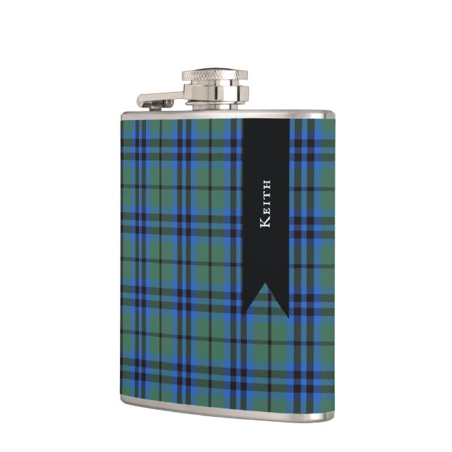 Keith Clan Scottish Tartan Plaid Pattern Flask (Left)