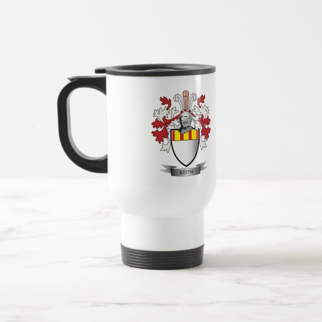 Keith Family Crest Coat of Arms Travel Mug (Left)