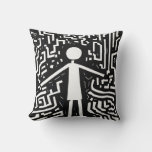 Keith Haring Style People and Wave Pillow