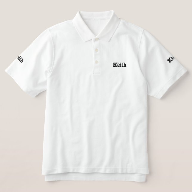 Keith Mens Name Embroidered Embroidered Polo Shirt (Design Front)