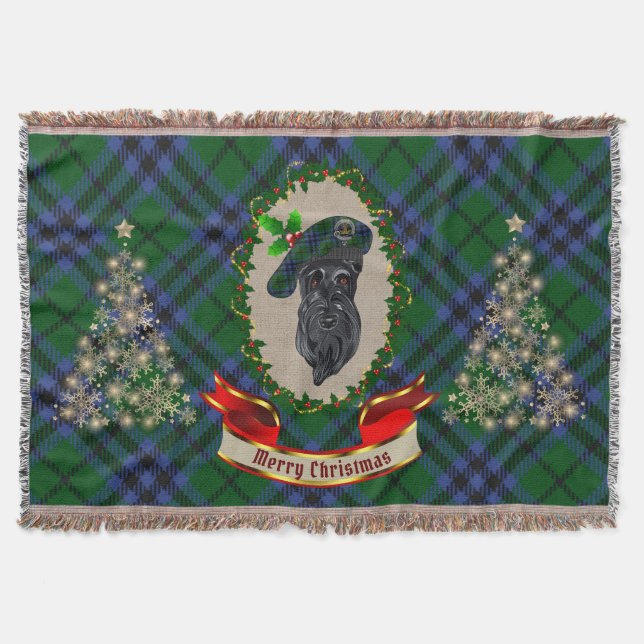 Keith Scottie Dog Christmas Throw Blanket (Front)