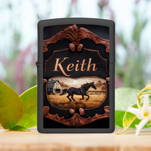 Keith's Horse Ranch Sign Zippo Lighter (On Table)