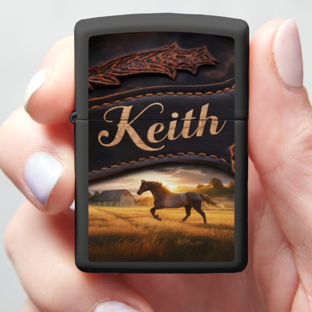 Keith's Ranch Sunset Zippo Lighter (In Hand)