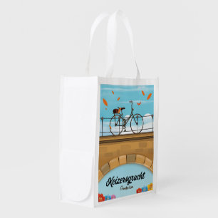 Keizersgracht Canal Amsterdam travel poster Grocery Bag