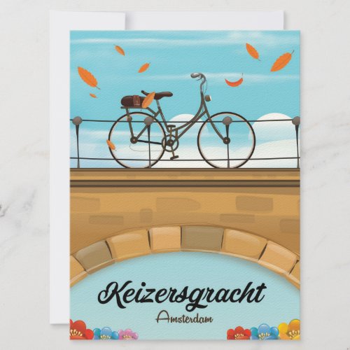 Keizersgracht Canal Amsterdam travel poster Invitation