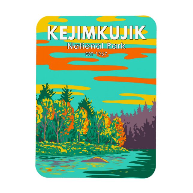 Kejimkujik National Park Still Brook Canada Retro Magnet (Vertical)