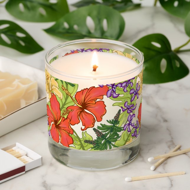 Keleah Tropical Hawaiian Hibiscus and Orchids Scented Candle (Lit)