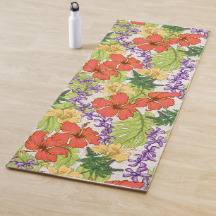 Keleah Tropical Watercolor Floral Yoga Mat