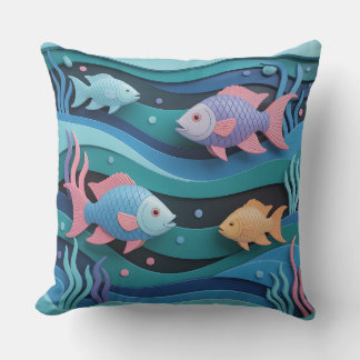 Kelengan Fish Relief 3D Batik Motif Throw Pillow