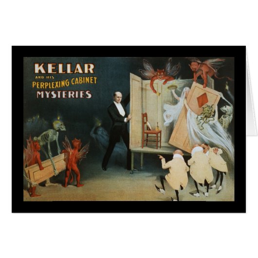 Kellar and his perplexing cabinet mysteries cards (Front Horizontal)
