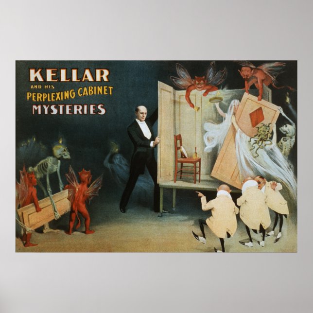 Kellar and his perplexing cabinet mysteries poster (Front)