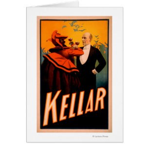 Kellar Magician Drinking Wine with the Devil Cards