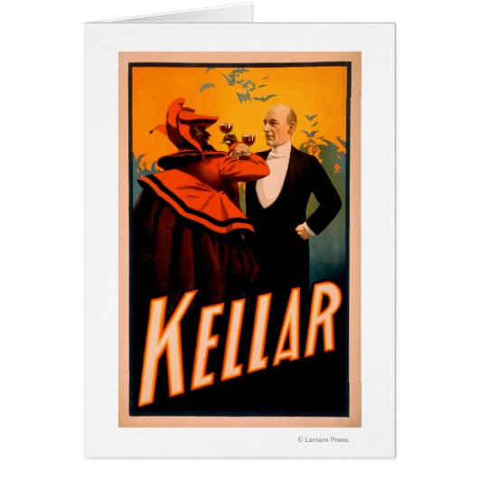 Kellar Magician Drinking Wine with the Devil Cards (Front)