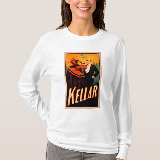 Kellar Magician Drinking Wine with the Devil T-Shirt (Front)