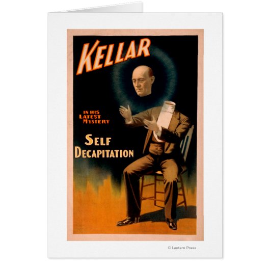 Kellar performing Self Decapitation Magic Cards (Front)