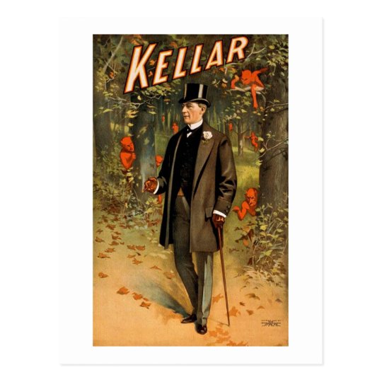 Kellar the Magician with Devils - Vintage Ad Postcard