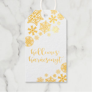 Kellemes Karácsonyt, Hungarian Merry Christmas Foil Gift Tags