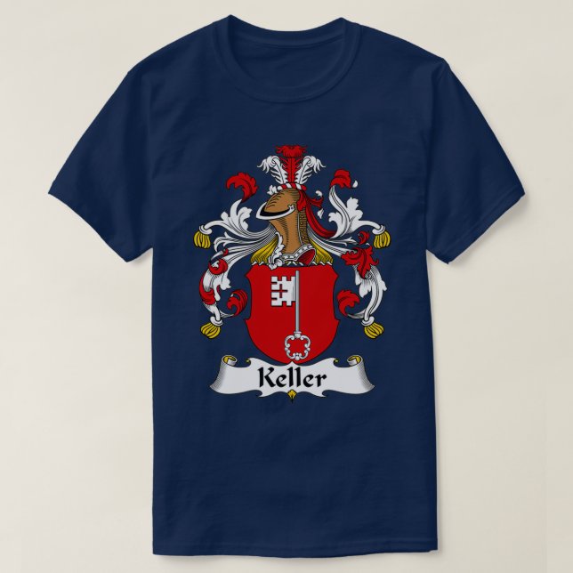 Keller Coat of Arms Family Crest  T-Shirt (Design Front)