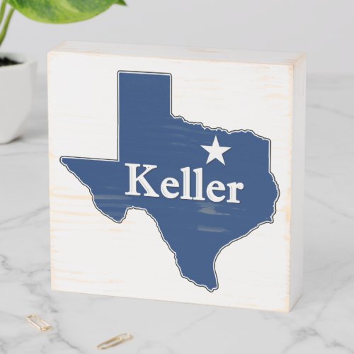 Keller Texas State Map Outline Lone Star Decor Wooden Box Sign