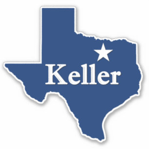 Keller, TX Texas Map Outline with Lone Star DFW Sticker
