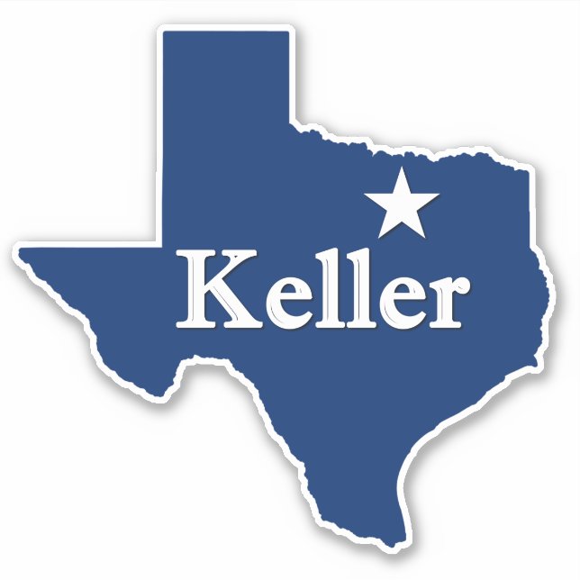 Keller, TX Texas Map Outline with Lone Star DFW Sticker (Front)