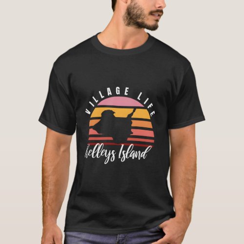 Kelleys Island Retro Vintage Sunset Map T_Shirt