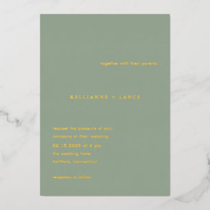 Kellianne Sage Green Modern Wedding Foil Invitation