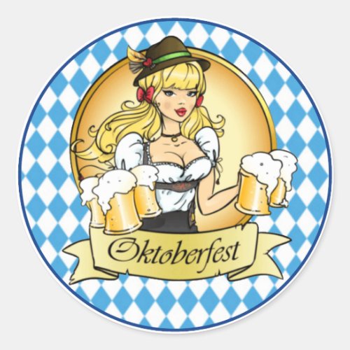 Kellnerin Oktoberfest Classic Round Sticker