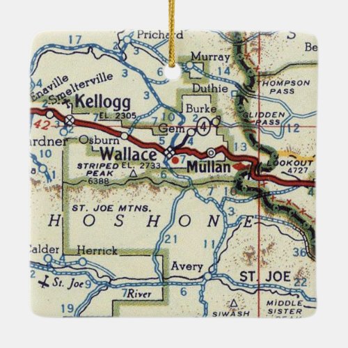 Kellogg and Wallace ID Map Ceramic Ornament