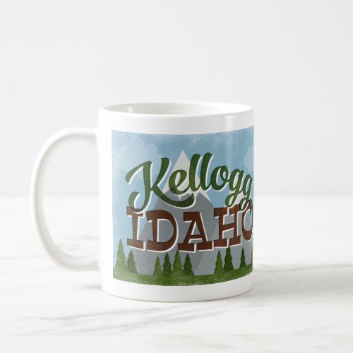 Kellogg Idaho Fun Retro Snowy Mountains Coffee Mug