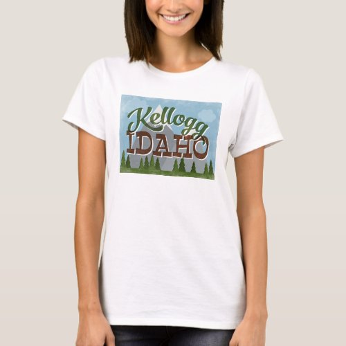 Kellogg Idaho Fun Retro Snowy Mountains T_Shirt