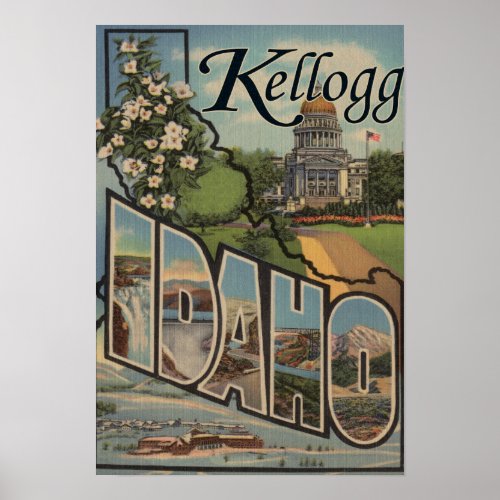 Kellogg Idaho _ Large Letter Scenes Poster