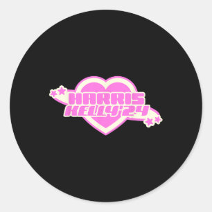 Kelly 2024 Trendy Heart Pink Girly Democrat Classic Round Sticker