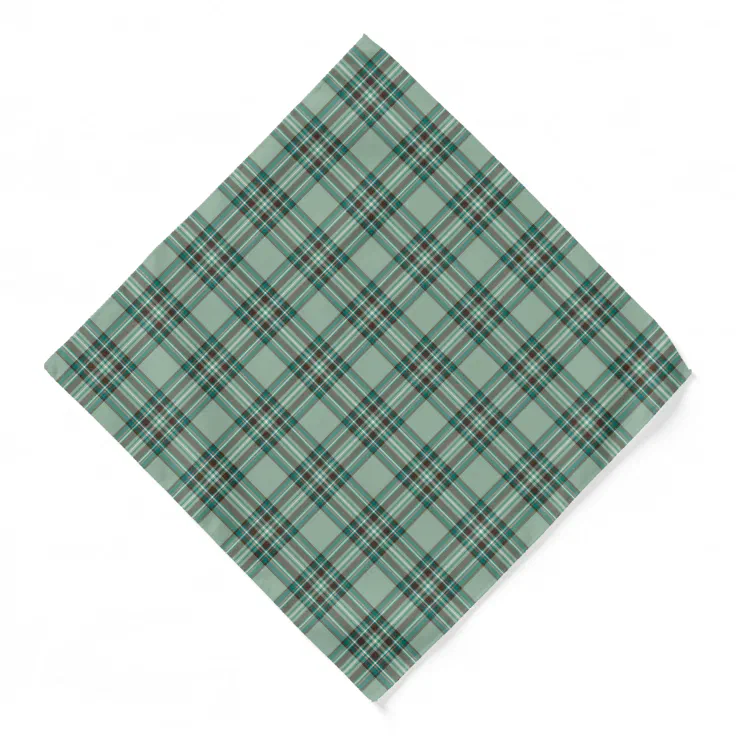 Kelly Clan Tartan Mint Green Plaid Pattern Bandana (Front)