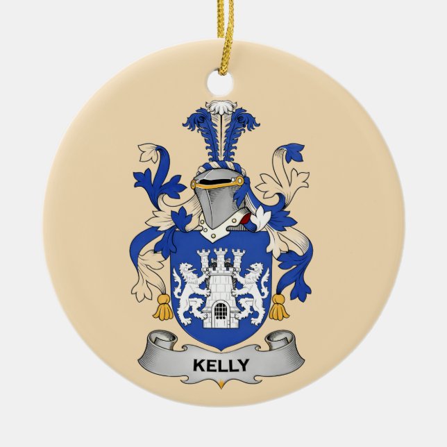 Kelly Coat of Arms Ceramic Ornament (Front)