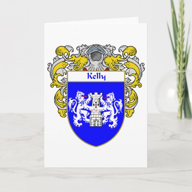 Kelly Coat of Arms (Mantled) Holiday Card (Front)