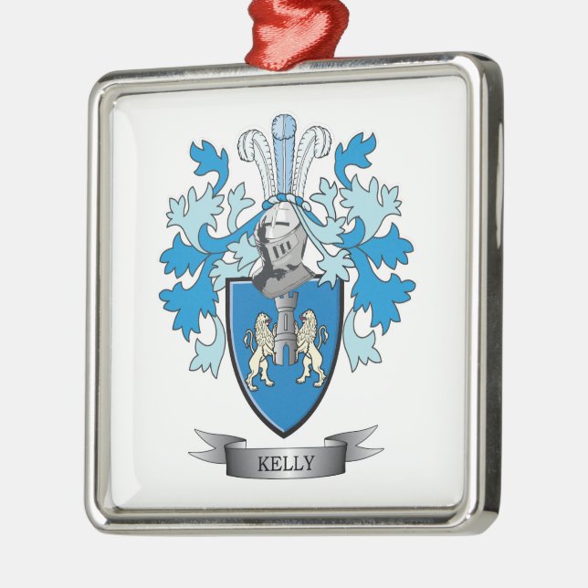 Kelly Coat of Arms Metal Ornament (Left)