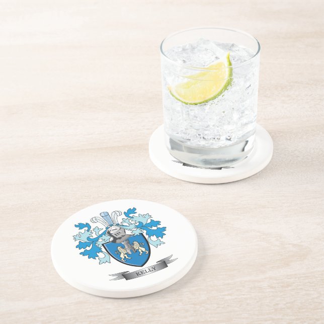 Kelly Coat of Arms Sandstone Coaster (Side)