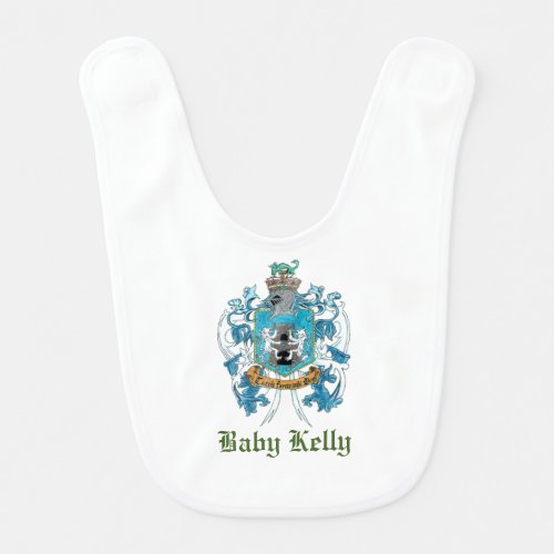 Kelly Family Coat of Arms Crest Baby Bib